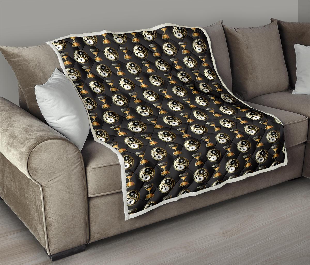 Yin Yang Skull Themed Design Print Premium Quilt-JTAMIGO.COM