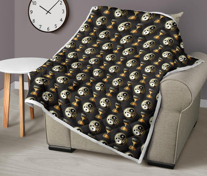 Yin Yang Skull Themed Design Print Premium Quilt-JTAMIGO.COM