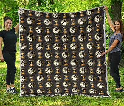 Yin Yang Skull Themed Design Print Premium Quilt-JTAMIGO.COM