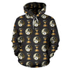 Yin Yang Skull Themed Design Print Pullover Hoodie