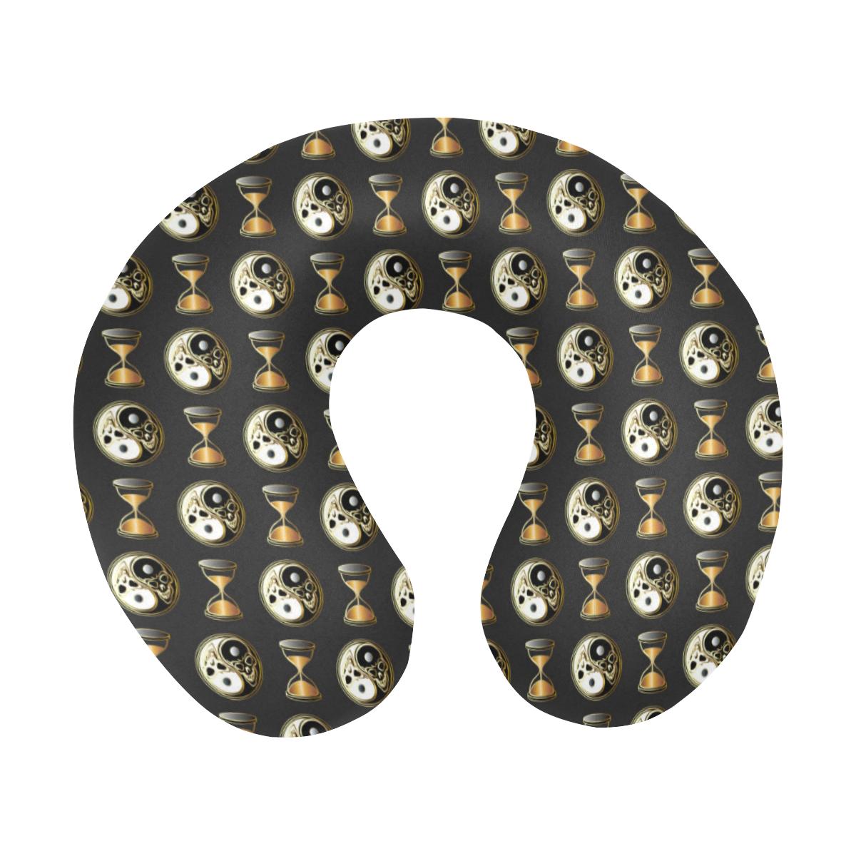 Yin Yang Skull Themed Design Print U-Shaped Travel Neck Pillow-JTAMIGO.COM