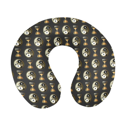 Yin Yang Skull Themed Design Print U-Shaped Travel Neck Pillow-JTAMIGO.COM