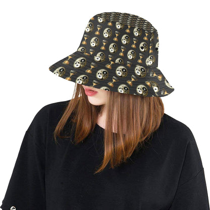 Yin Yang Skull Themed Design Print Unisex Bucket Hat