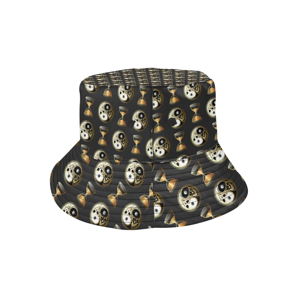 Yin Yang Skull Themed Design Print Unisex Bucket Hat