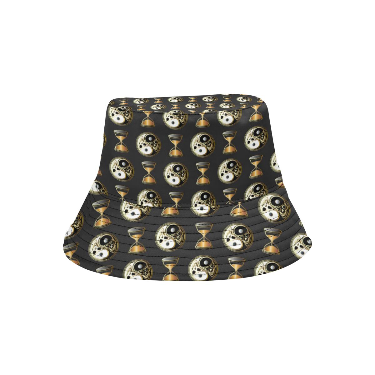 Yin Yang Skull Themed Design Print Unisex Bucket Hat