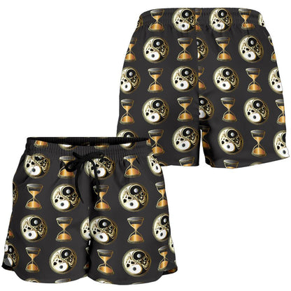 Yin Yang Skull Themed Design Print Women Shorts-JTAMIGO.COM