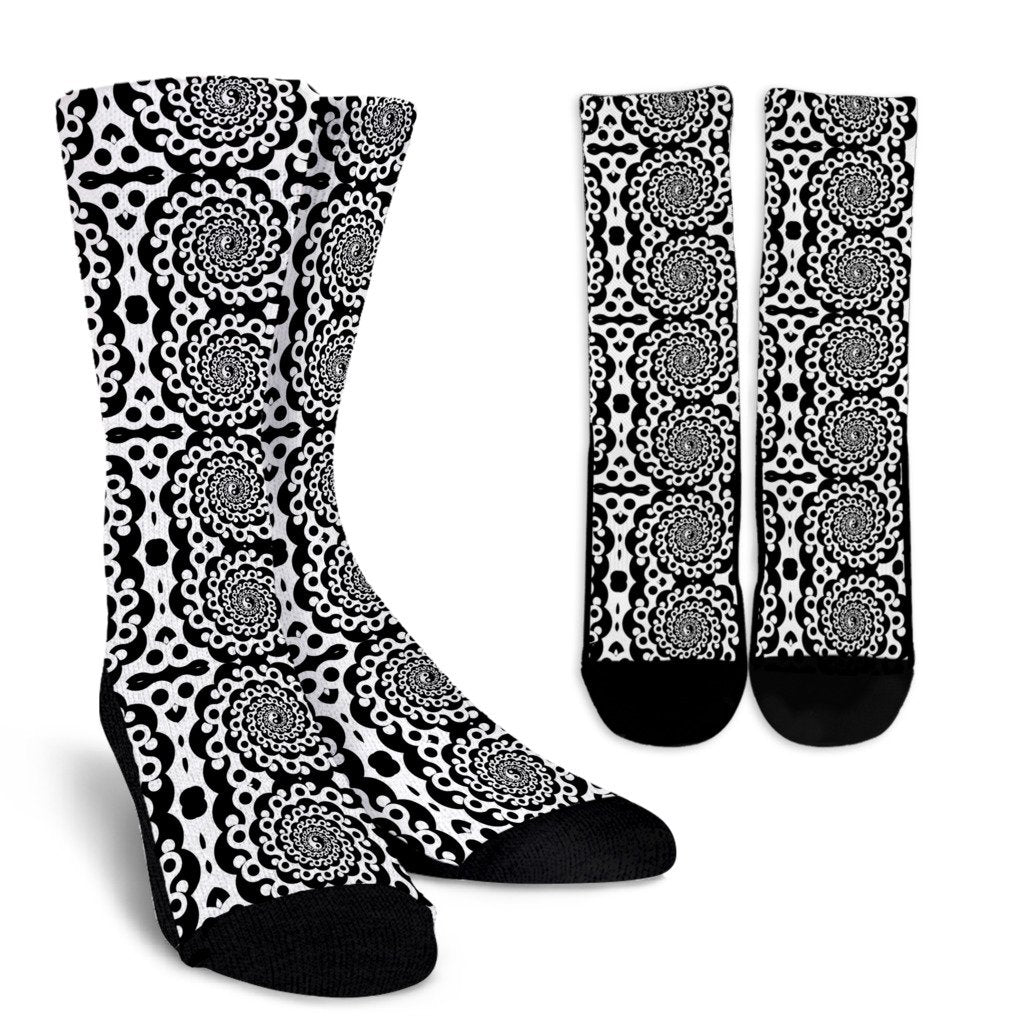 Yin Yang Spiral Design Print Crew Socks