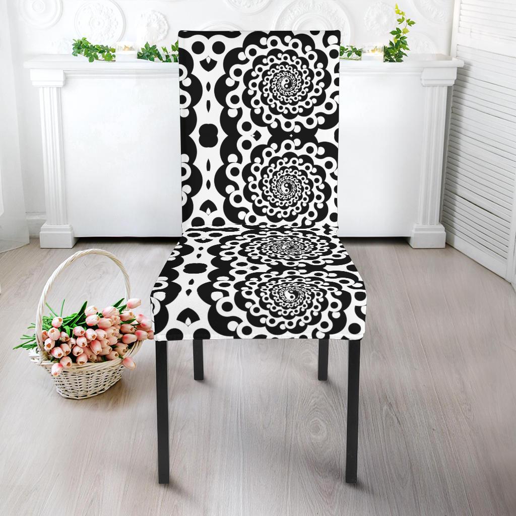 Yin Yang Spiral Design Print Dining Chair Slipcover-JTAMIGO.COM