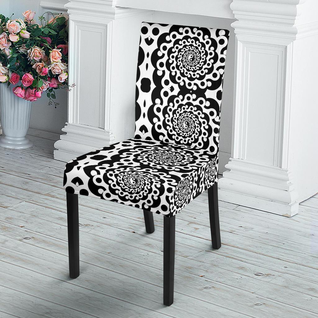 Yin Yang Spiral Design Print Dining Chair Slipcover-JTAMIGO.COM