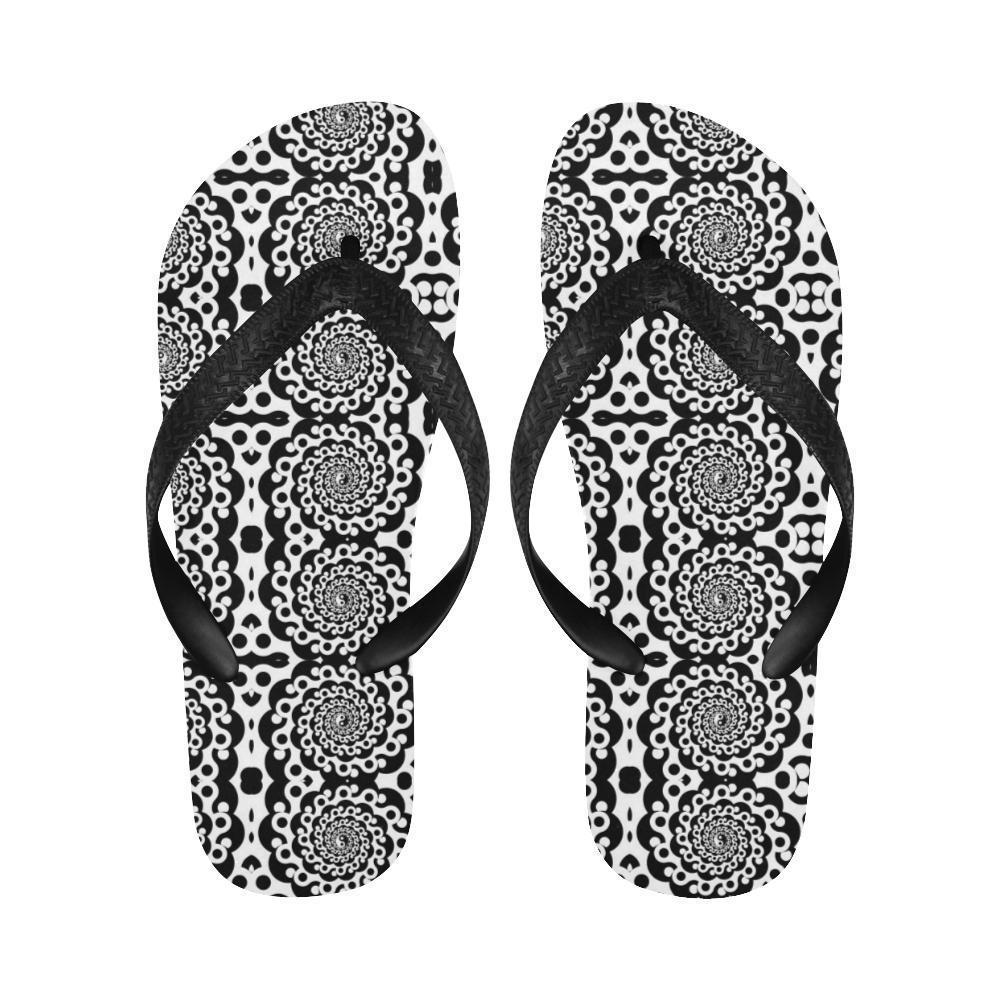 Yin Yang Spiral Design Print Flip Flops-JTAMIGO.COM