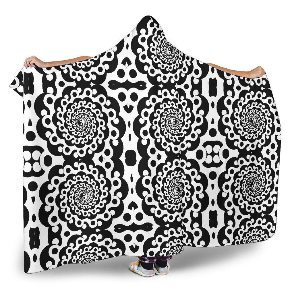 Yin Yang Spiral Design Print Hooded Blanket-JTAMIGO.COM