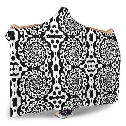 Yin Yang Spiral Design Print Hooded Blanket-JTAMIGO.COM