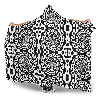 Yin Yang Spiral Design Print Hooded Blanket-JTAMIGO.COM