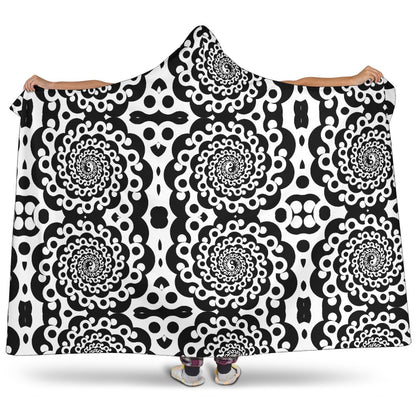 Yin Yang Spiral Design Print Hooded Blanket-JTAMIGO.COM
