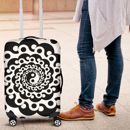 Yin Yang Spiral Design Print Luggage Cover Protector