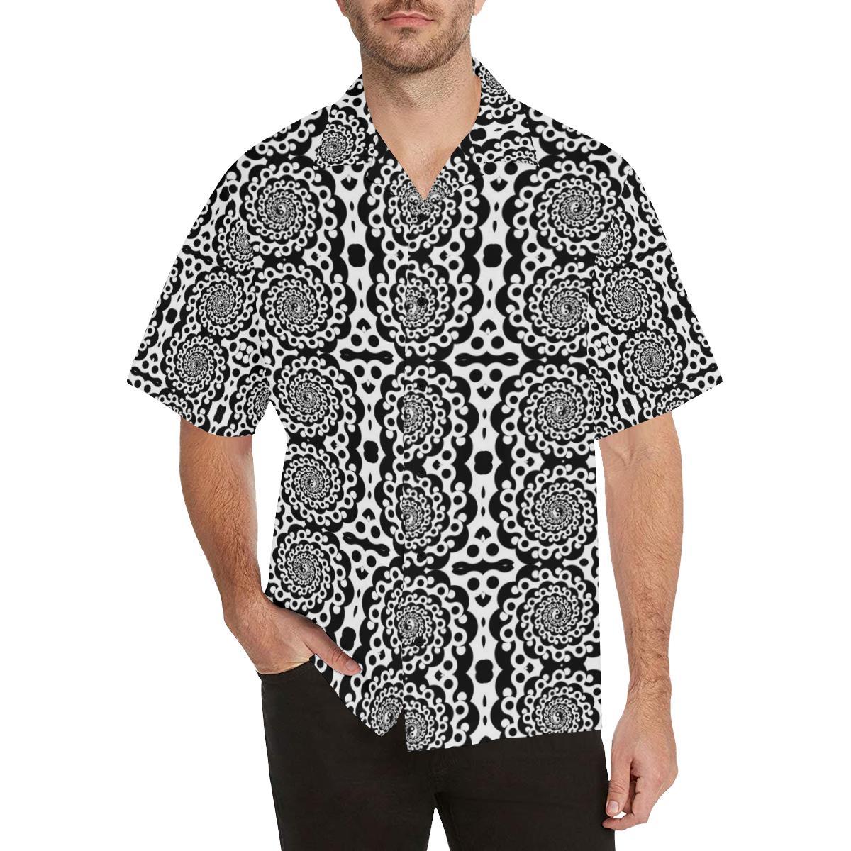 Yin Yang Spiral Design Print Men Aloha Hawaiian Shirt