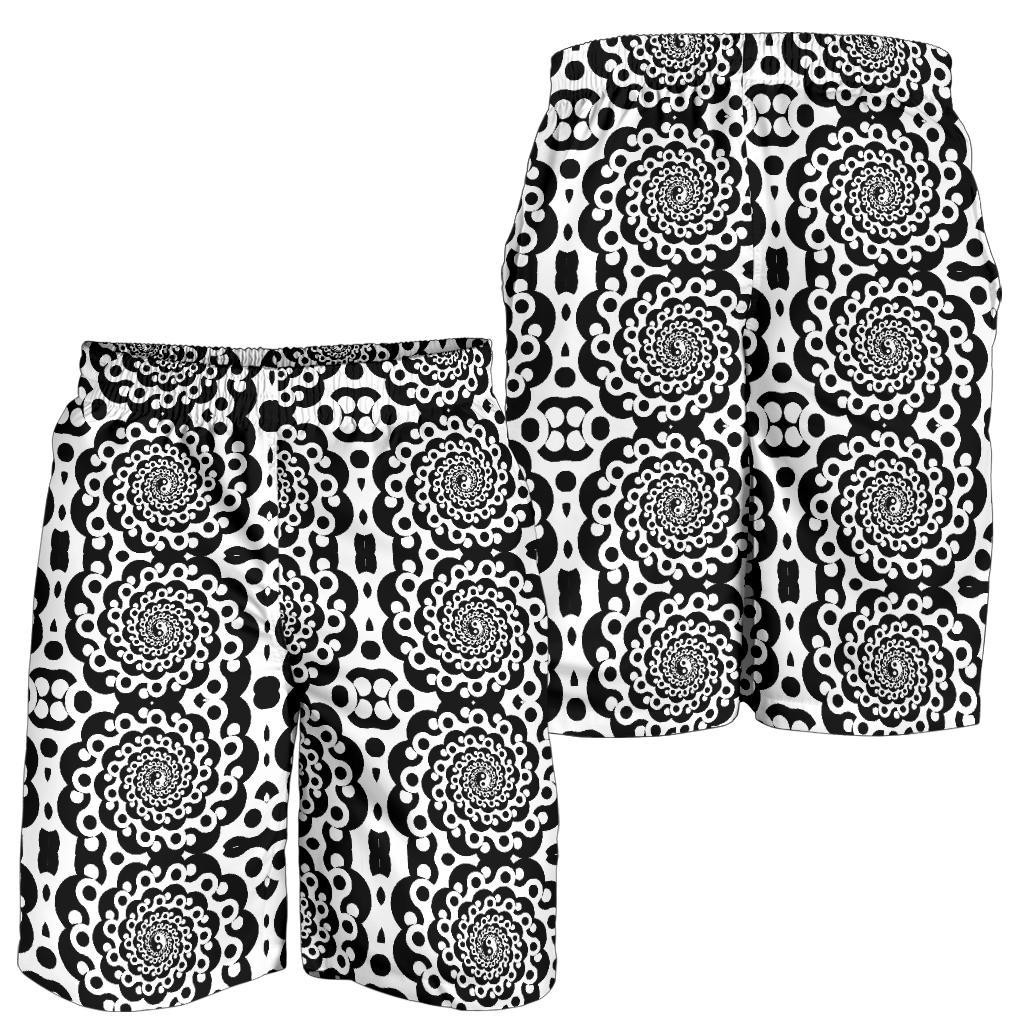 Yin Yang Spiral Design Print Mens Shorts-JTAMIGO.COM