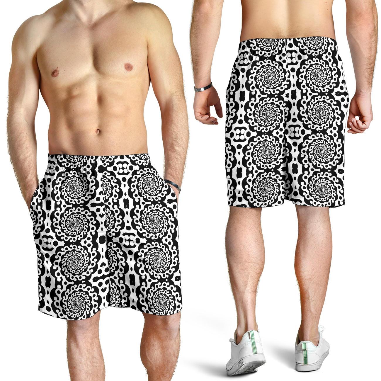 Yin Yang Spiral Design Print Mens Shorts-JTAMIGO.COM