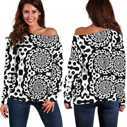 Yin Yang Spiral Design Print Off Shoulder Sweatshirt