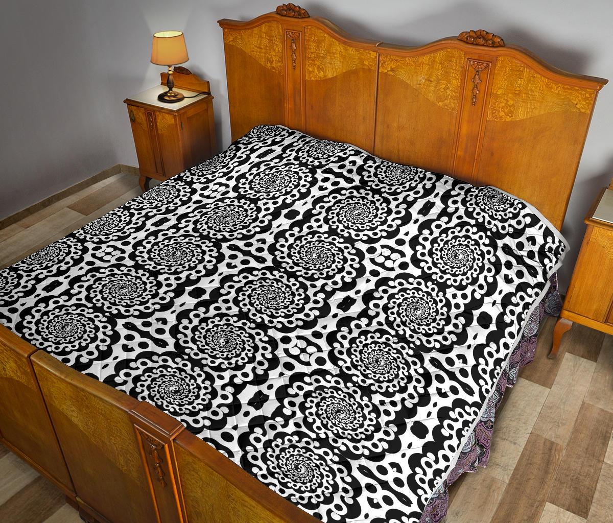 Yin Yang Spiral Design Print Premium Quilt-JTAMIGO.COM