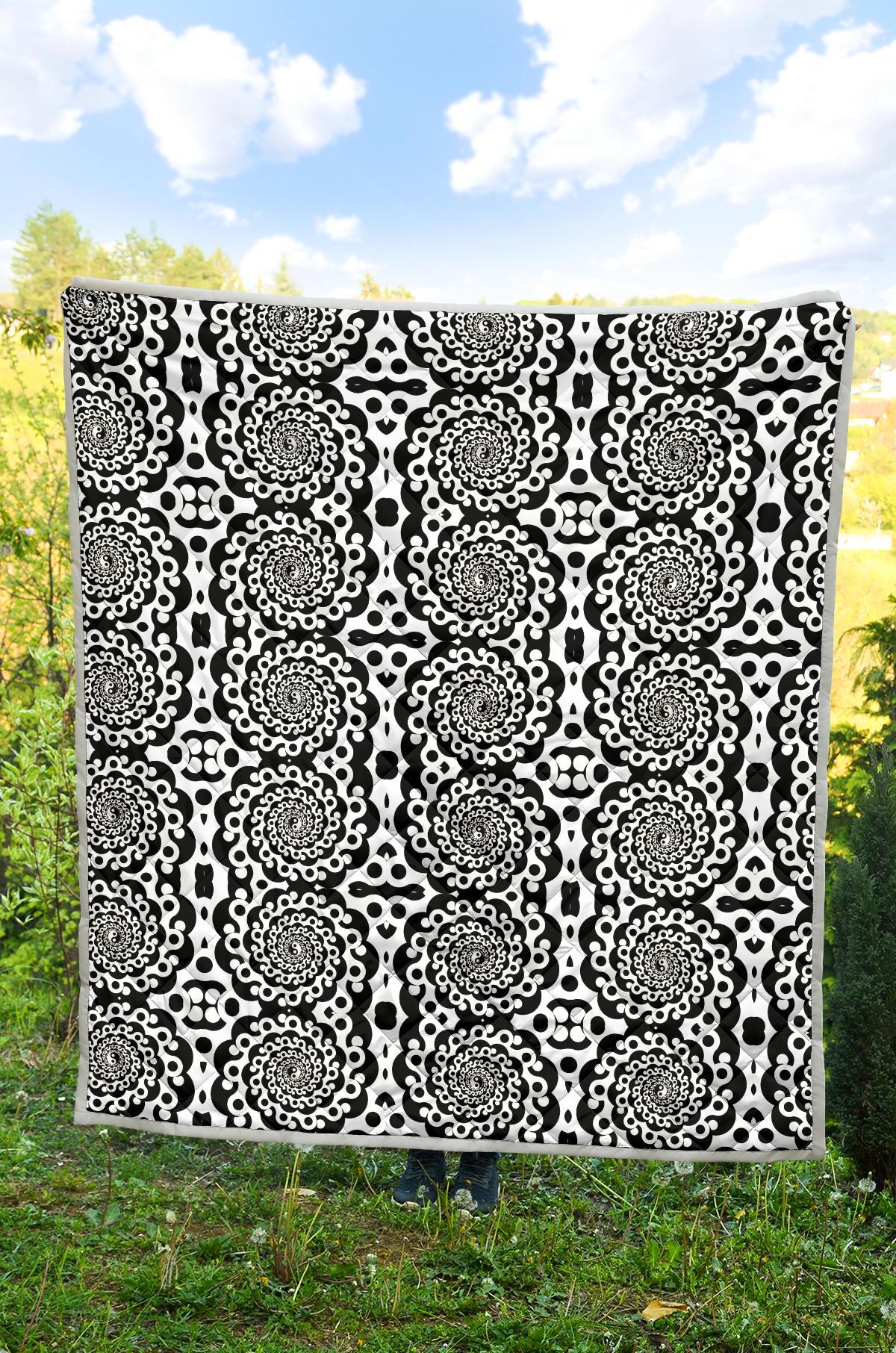 Yin Yang Spiral Design Print Premium Quilt-JTAMIGO.COM