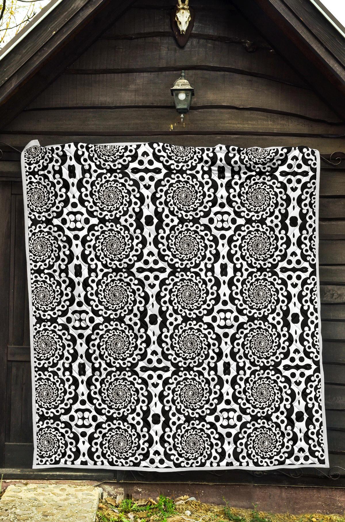 Yin Yang Spiral Design Print Premium Quilt-JTAMIGO.COM
