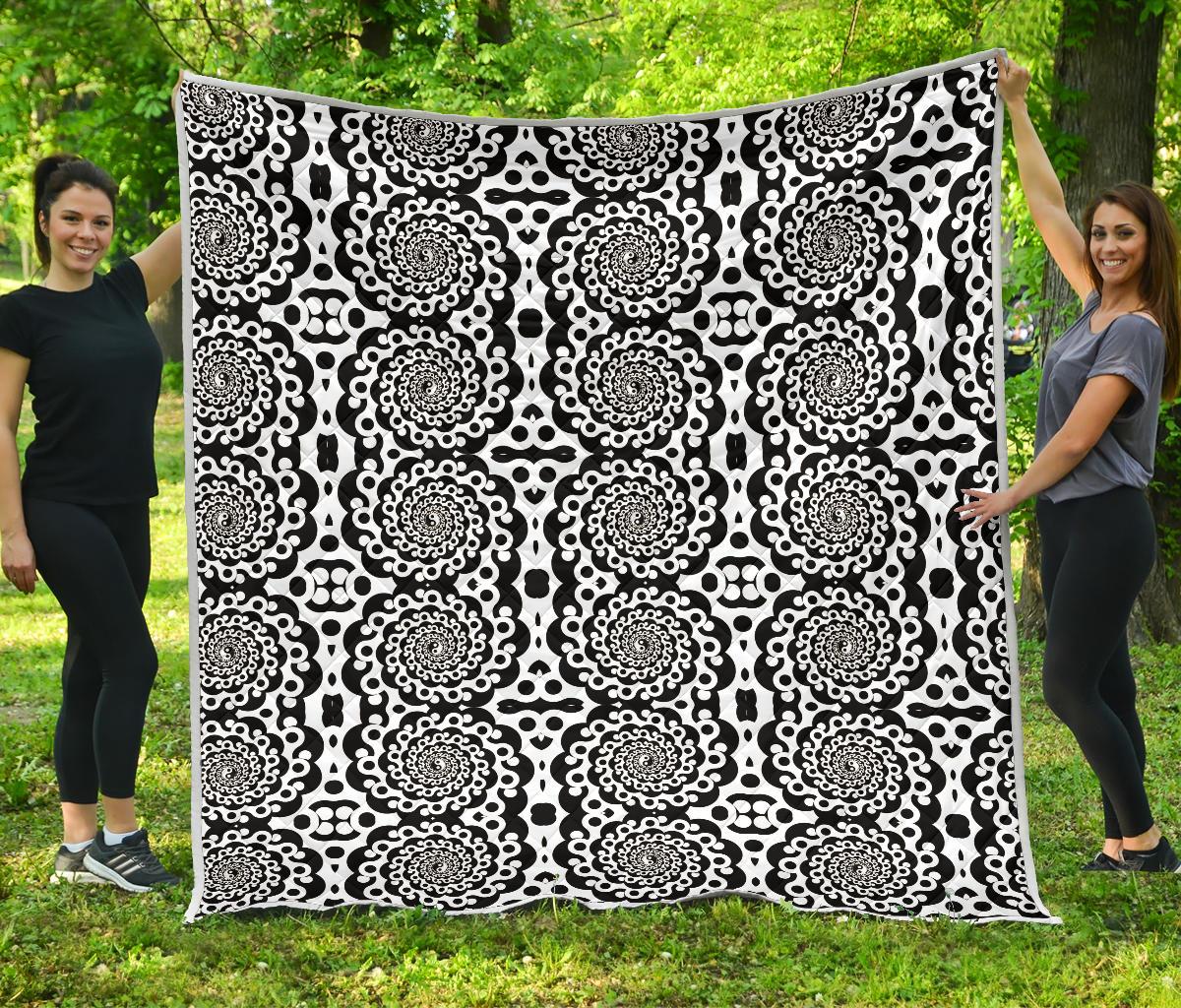 Yin Yang Spiral Design Print Premium Quilt-JTAMIGO.COM