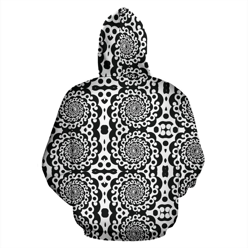 Yin Yang Spiral Design Print Pullover Hoodie