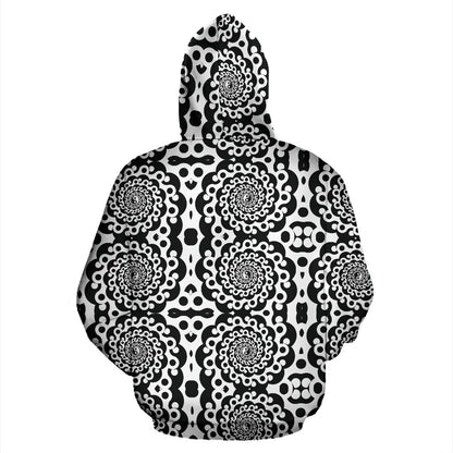 Yin Yang Spiral Design Print Pullover Hoodie