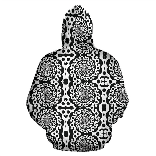 Yin Yang Spiral Design Print Pullover Hoodie