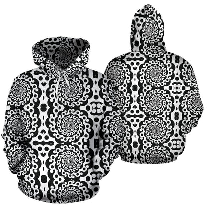 Yin Yang Spiral Design Print Pullover Hoodie