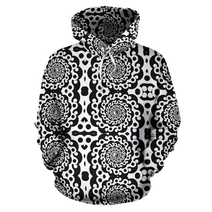 Yin Yang Spiral Design Print Pullover Hoodie