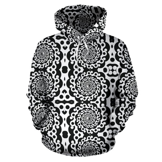 Yin Yang Spiral Design Print Pullover Hoodie