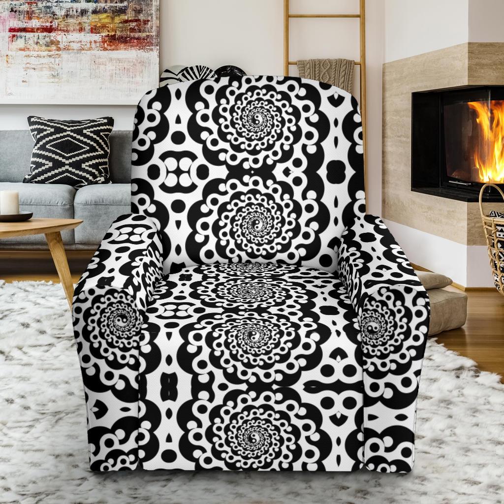 Yin Yang Spiral Design Print Single Sofa Slipcover -JTAMIGO.COM