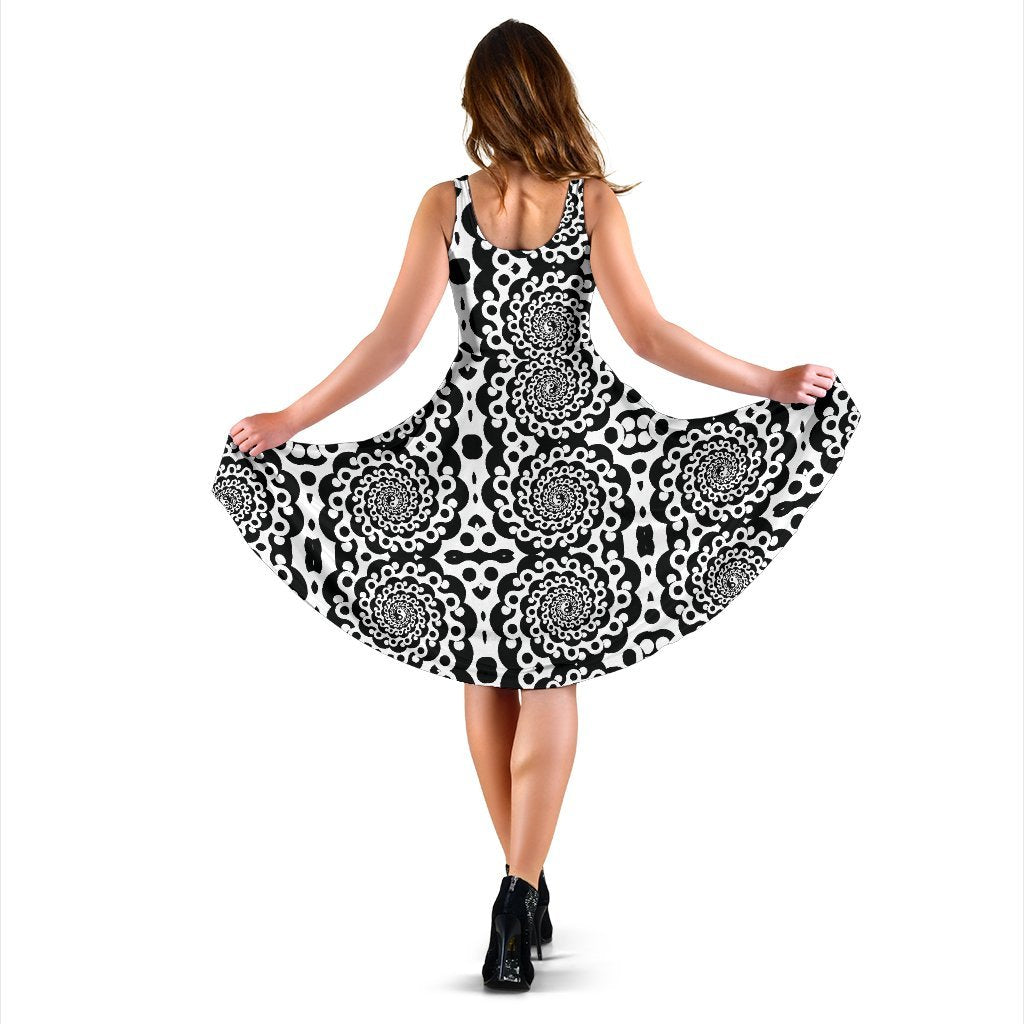 Yin Yang Spiral Design Print Sleeveless Dress