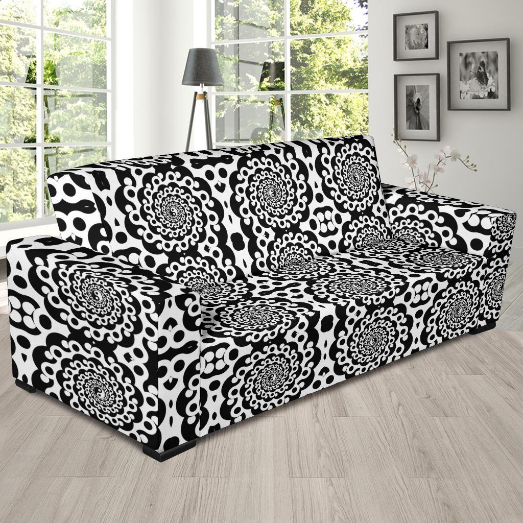 Yin Yang Spiral Design Print Sofa Slipcover-JTAMIGO.COM