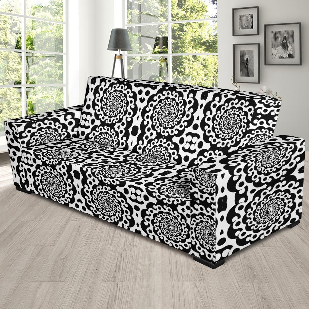 Yin Yang Spiral Design Print Sofa Slipcover-JTAMIGO.COM