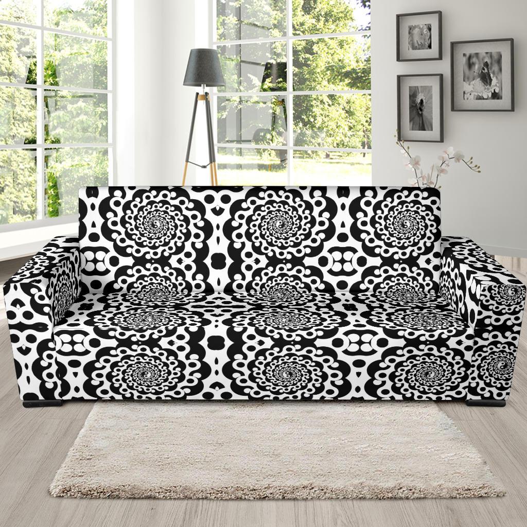 Yin Yang Spiral Design Print Sofa Slipcover-JTAMIGO.COM