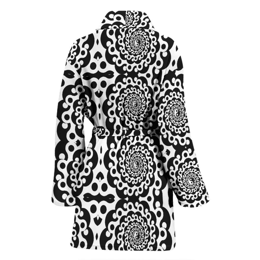 Yin Yang Spiral Design Print Women Bath Robe-JTAMIGO.COM