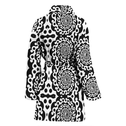 Yin Yang Spiral Design Print Women Bath Robe-JTAMIGO.COM