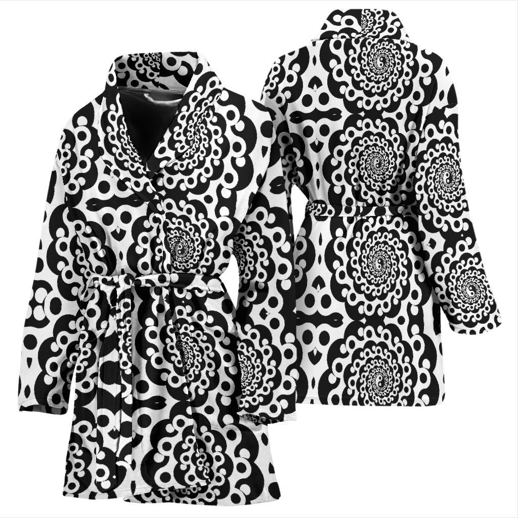 Yin Yang Spiral Design Print Women Bath Robe-JTAMIGO.COM