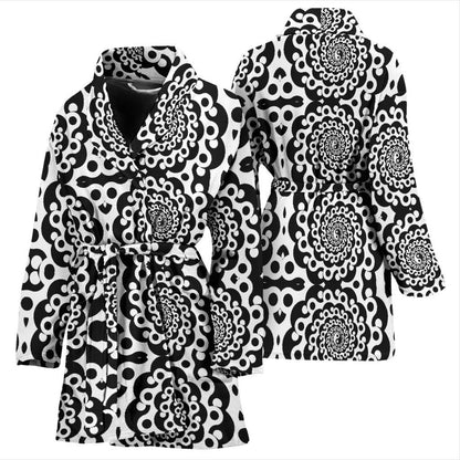Yin Yang Spiral Design Print Women Bath Robe-JTAMIGO.COM