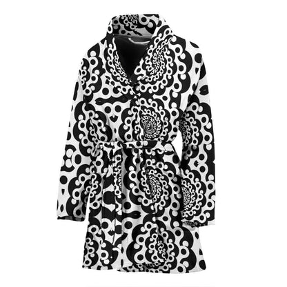 Yin Yang Spiral Design Print Women Bath Robe-JTAMIGO.COM
