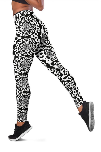 Yin Yang Spiral Design Print Women Leggings