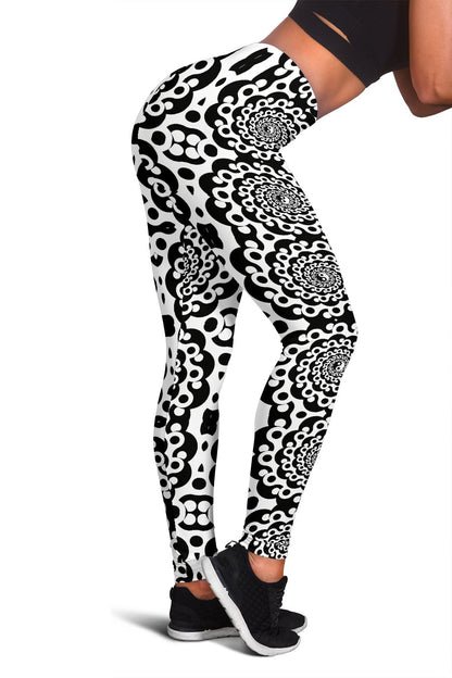 Yin Yang Spiral Design Print Women Leggings
