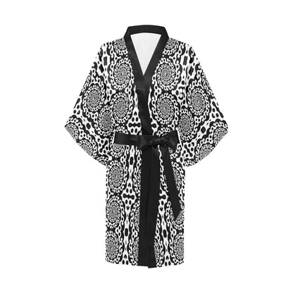 Yin Yang Spiral Design Print Women Short Kimono Robe