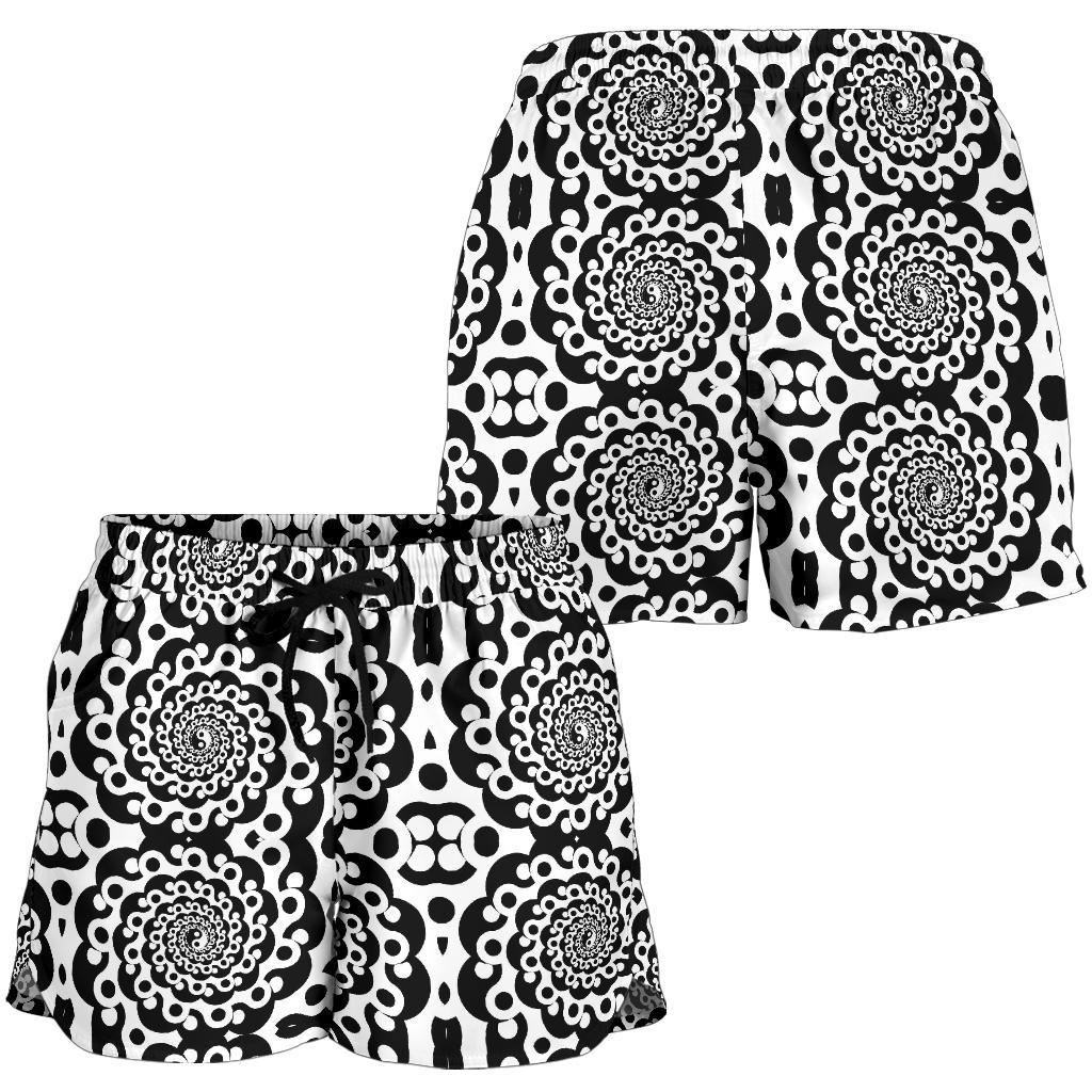 Yin Yang Spiral Design Print Women Shorts-JTAMIGO.COM