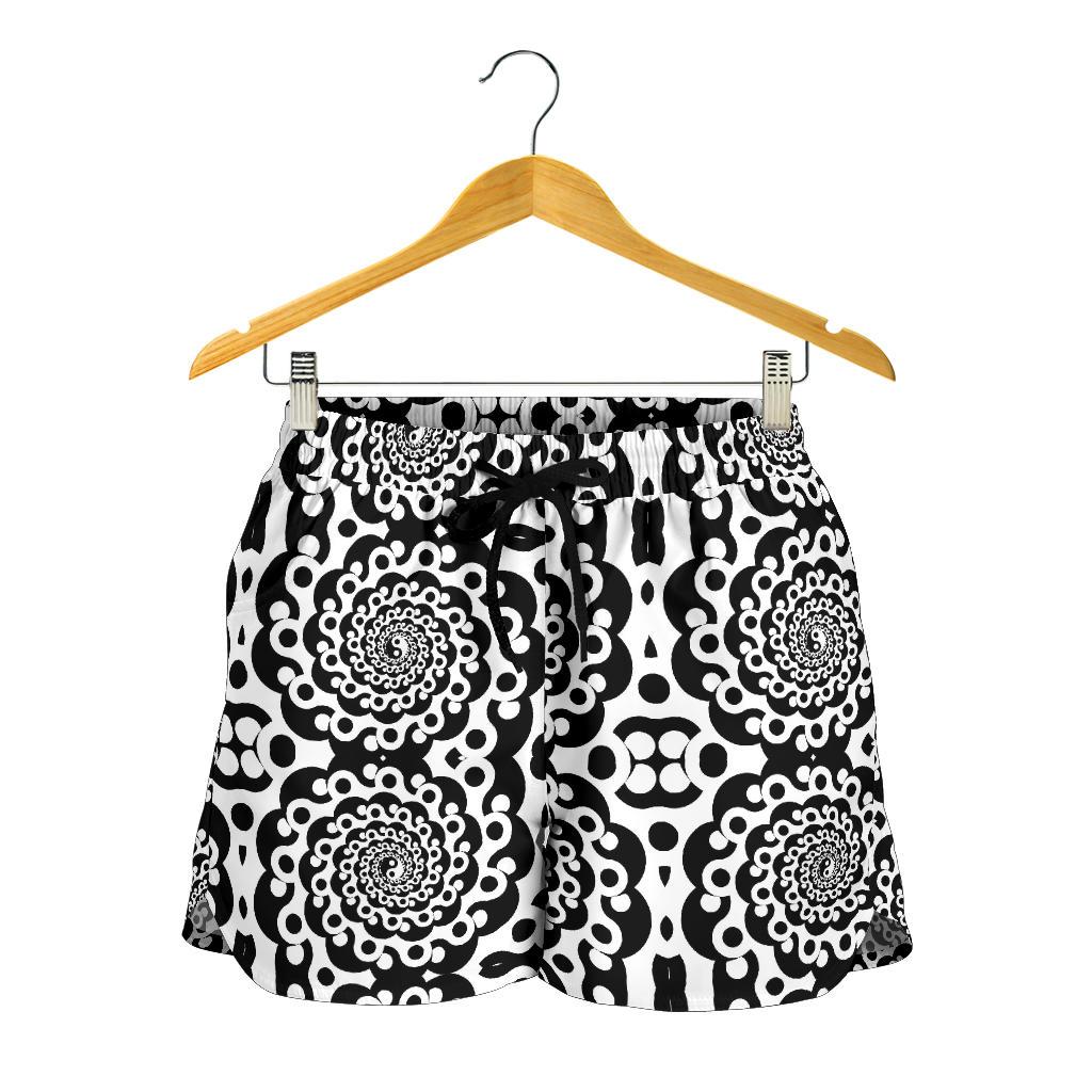 Yin Yang Spiral Design Print Women Shorts-JTAMIGO.COM