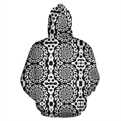 Yin Yang Spiral Design Print Zip Up Hoodie