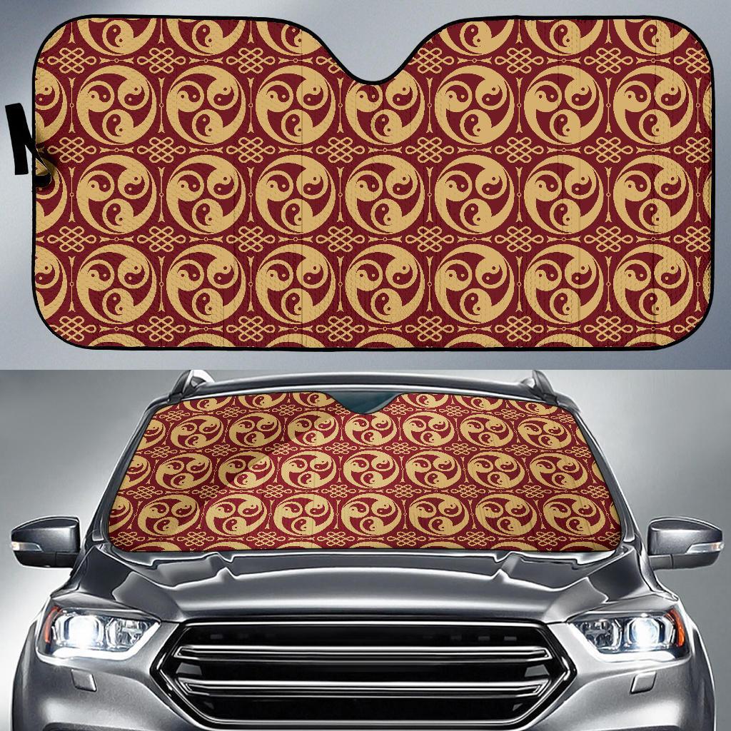 Yin Yang Style Pattern Design Print Car Sun Shade For Windshield